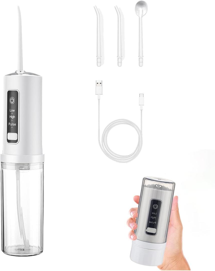 Water flossers for Teeth,irrigator Dental,Water Picks for Teeth Cleaning and flossing,IPX7 Waterproof & USB Rechargeable,3 Pressure Modes, 220ML Tank & 4 Nozzles for Travel