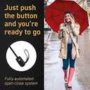 Windproof Compact Umbrella for Rain - 42 Travel Umbrella, Portable, Strong, Collapsible to 11, Automatic Open Close Button, Vented Double Canopy with Fiberglass/Steel Frame, Wind Resistance to 55MPH