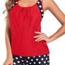 Tempt Me Women Tankini Swimsuits with Shorts - Two Piece Tummy Control Bathing Suit Racerback Sporty Swimwear 2025 (X-Large, Red Dot)