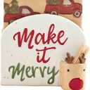 Mud Pie Napkin And Toothpick Holder; caddy 4 3/4" x 5 3/4" | napkin 5" x 5"