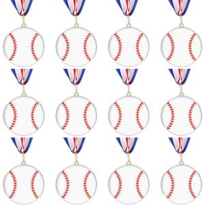 12 Pcs Baseball Softball Soccer Volleyball Ball Shape Medals for Adult, 2 Inch Metal Award Medals for Games Sport Party Favors Competitions Celebration Gift