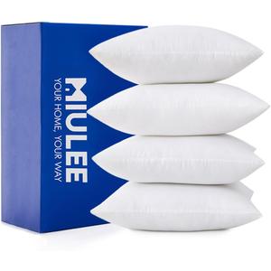 MIULEE 18 x 18 Pillow Inserts (Set of 4) - Decorative Throw Pillows Insert Square Premium Pillow Stuffers Form for Couch Sofa Bed Cushion
