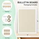 DOLLAR BOSS Cork Board Bulletin Board with Linen Double-Sided 24" x 18" Linen Corkboards for Walls Picture Display Vision Board for Office Home School Framed Picture Pin Board, 20 Pushpins 10 Clips