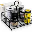 ZOOFOX Metal Napkin Holder with Salt and Pepper Shakers, 2-in-1 Condiment Holder for Table, 4 Compartment Restaurant Wrought Iron Condiment Rack for Party, Camping, Picnic