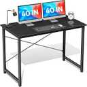 Alpen 40 Inch Computer Desk Office Desk, Small Desk with Metal Frame Wood Tabletop Writing Desk, Gaming & Work Desk for Home Office Study, Black