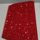 XmasExp Christmas Tree Collar, 33.5 inch Sequin Tree Skirt Stand Base Cover for Home Decor, Large Size 6 Piece, Red