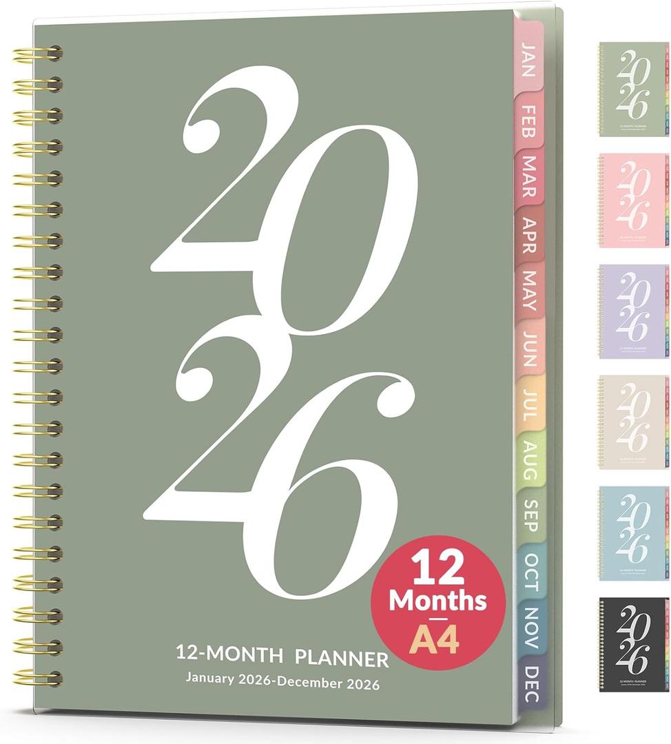 Forvencer 2026 Planner Weekly and Monthly, Jan - Dec 2026, 8.5 x 11, Large Agenda Planner for Women, Aesthetic Calendar Planner with Spiral Bound, Month Tab, Flexible Cover for School Office, Green