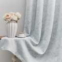 Beauoop Blue Floral Jacquard Blackout Curtains 96 Inches Long 2 Panels for Bedroom Living Room Chenille Flower Room Darkening Thermal Insulated Soundproof Grommet Window Treatments Drapes, 52x96