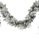 9 ft x 10 in Flocked Berkshire Spruce Garland, 170 Tips, Pine Cones