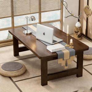 Japanese Floor Table Folding Coffee Table Low Bamboo Desk for Laptop Study Coffee Tea Meditation Yoga, Low Coffee Table Small for Living Room Tatami Dining No Assembly,Easy Storage, C-31.5*18.9*13.8in