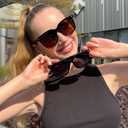 Oversized Polarized Sunglasses for Women Men Classic Trendy Stylish Square Shades UV400 Protection with Case SG521