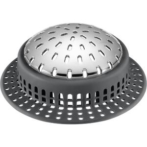 Shower Drain Hair Catcher, Shower Drain Cover, Bathtub Drain Hair Catcher for Pop-Up & Regular Drains (Tall Large - Dark Gray)