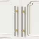 Rergy Cabinet Handles Drawer Pulls and Knobs, 5 Pack Brushed Nickel and Gold 4 inch Hole Center, Kitchen Hardware for Dresser Handle Zinc Alloy Furniture Pull