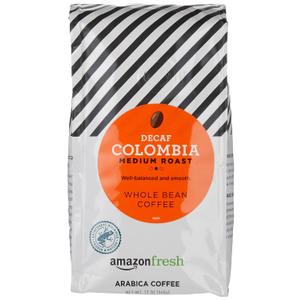 3 x Amazon Fresh Decaf Colombia Whole Bean Coffee, Medium Roast, 12 Ounce (EXP 06/02/26)