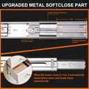 16 inch Drawer Slides 6 Pairs (12pcs) Soft Self Close 3 fold Full Extension Ball Bearing Cabinet Drawer Glides Side Mount for Dresser, Cabinet, Kitchen 100 LB Capacity 16" Silver
