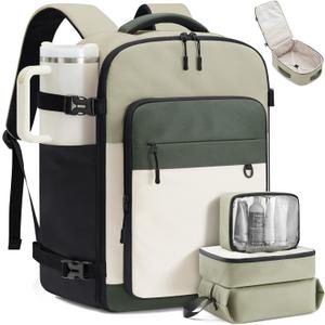 LOVEVOOK Travel Backpack for Women & Men, 50L Large Airline Approved Carry on Backpack for Travel, TSA Personal Item Travel Bag with 3 Packing Cubes, Waterproof Travel Essentials Bag fits 17" Laptop (Pea Green)