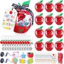 AmazingSpark 12 Sets Plastic Apple Container Teacher Appreciation Gifts, Large Apple Shaped Candy Jars Treat Boxes, Thank You Teachers Gifts, Classroom Party Favors (Clear)