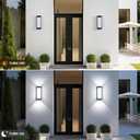 24W Outdoor Porch Lights Exterior Lighting Fixtures Wall Mount Rectangular Modern Patio Sconces 3000LM 6000K Aluminum Black IP65 for Garage House Front Door Entryway