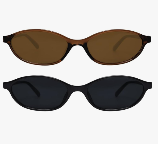 Retro Oval Sunglasses for Women Chic Cat Eye 90s Sunnies Lightweight Narrow Shades Trendy UV protection Sun Glasses