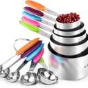 Measuring Cups : U-Taste 18/8 Stainless Steel Measuring Cups and Spoons Set of 10 Piece, Upgraded Thickness Handle (Multicolors)