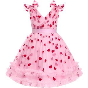 Kids Girls Sequins Dress Sleeveless Star Sequins Ruffle Tulle Tutu Dress Ball Gown Wedding Flower Girl (Pink)