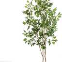 Artificial Fake Ficus Tree 7FT Tall 1Pack with White Planter & Free Moss, Artificial Plants Indoor, Artificial Trees for Home Decor Indoor, Faux Ficus Tree
