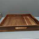 Serving Tray with Handles, 20 Inch Large Square Ottoman Tray Acacia Wood Decorative Tray for Living Room, Ottoman Coffee Table, Kitchen, Appetizers, Breakfast, Patio, Party