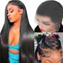 28 Inch 13x6 Lace Front Wigs Human Hair 200 Density HD Frontal Straight Lace Front Real Human Hair Wigs Pre Plucked for Women Tiny Knots No Tangle Minimal Shedding Longer Lifespan