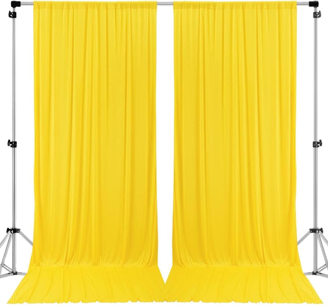 AK TRADING CO. 10 feet x 10 feet Polyester Backdrop Drapes Curtains Panels with Rod Pockets - Wedding Ceremony Party Home Window Decorations - Lemon Yellow (60"W x 120"L (Pack of 2))