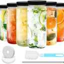 Jarsoph 6pcs 18oz Glass Juice Bottles with Lid, Clear Water Bottle Drink Containers with Caps, Reusable Tall Mason Jar for Drinking, Smoothie and Other Beverages BPA Free 100% Leak Proof Drinking Jar