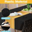 Niuara Graduation Decorations Table Cloth for Rectangle Table and Table Runner Set - 3+3 Pack, Black and Gold Plastic Tablecloth Disposable for Birthday, Wedding, Baby Shower, New Year
