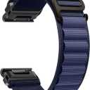 26mm Quickfit Watchbands Compatible With Garmin Fenix 8 51mm 7x 6x Pro Tactix 7 Pro 5x Plus Enduro 3 2, Alpine Loop Nylon Watch Bands For Fenix 3/3HR MK2 Delta For Men-Large (Navy Blue)