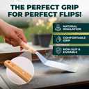 Large Griddle Spatula Heavy Duty Stainless Steel Grill Spatula - Smash Burger Turner with Heat-Resistant Wooden Handle, Wide Beveled Edge Metal Spatulas for Flat Top, Cast Iron & BBQ