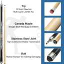 2-Piece Canadian Maple Pool Cue Stick with Portable Hard Case -12.5mm Leather Tip, 58" Billiard Sticks 19 oz/ 20 oz - Precision Crafted for Straight Shots and Balanced Performance