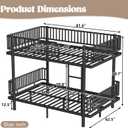 Bellemave Metal Queen Over Queen Bunk Bed for Adults/Kids,Heavy Duty Adults Bunk Beds with Rounded Guardrail & Anti-Noise Slats, Convertible Bunk Beds for Teens,Black