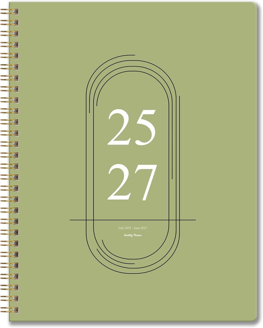 2026-2027 Monthly Planner, Jan 2026-June 2027, A4 (8.5" x 11"), 2 Year Monthly Planner, 24 month Calendar, Simple Calendar Planner Notebook Cardboard Cover, Suitable for Schools & Offices, Green