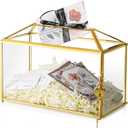 12.6" x 6" x 9" Wedding Card Box with Slot and Lock, Glass Card Holder for Party Reception, Centerpiece, Home Decorative, Gold (Glass Box Only) Slot Length 7.3 Inches