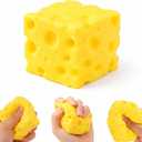 3 x Cheese Squishy Squeeze Toy, Cheese Block Stress Relief Fidget Toy, Novelty Hand Therapy Toy for Anxiety Relief & Office Use, Stocking Stuffer Gift