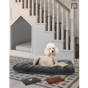 OhGeni Comfort Fluffy Dog Bed with Removable Washable Cover & Waterproof Lining, Chew Proof & Non-Slip Soft Crate Bed for Large, Medium, Small Size Dogs, 47"(Gray) OhGeni Comfort Fluffy Dog Bed with Removable Washable Cover & Waterproof Lining, Chew Proof & Non-Slip Soft Crate Bed for Large, Medium, Small Size Dogs, 47"(Gray)