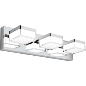 SOLFART Bathroom Vanity Light Fixtures Modern Led Vanity Light for Mirror for Bathroom 3 Lights Gloss Chrome 18.1 Inch 9608-3T-ND