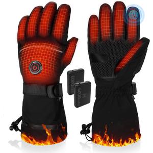 Heated Gloves, 5V 6000mAh Rechargeable Heated Gloves for Men Women, Waterproof & Upgrade Non-Slip Electric Heating Glove for Motorcycling, Hunting, Skiing, Outdoor Work (Black, Medium)