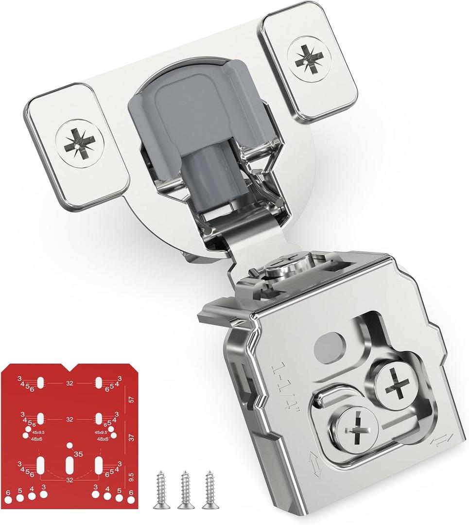 60 Pack 1-1/4" Overlay 3D Soft Close Concealed Hinge for Face Frame Door, Self Closing Hinges, 105 Smooth Slow Close Quite, Hidden Stainless Steel Hinge for Kitchen Cabinet Door, Satin Nickel