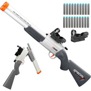 Shushuzz Toy Gun Double Barrel Shotgun Toy for Boys Age 8-12 - Realistic Foam Blaster with Scope & Soft Bullets, Outdoor Hunting Shooting Game Gift for Kids