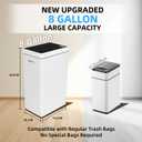 8 Gallon Touchless Kitchen Trash Can with Motion Sensor Lid, Smart Stainless Steel Garbage Can with Automatic Bagging System for Home, Office & RV