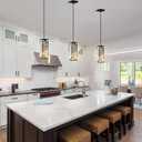 Black Pendant Lights Kitchen Island 1 Pack, Mini Crystal Chandeliers, Modern Pendant Lights Ceiling Lighting Fixtures for Kitchen Island, Dining Room, Bedroom