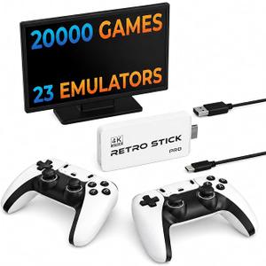 Retro Gaming Console, Game Console, Dual Wireless Controllers, Plug & Play Video Game Consoles, 4K HDMI Nostalgia Stick Game for TV (64G)