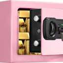 Small Fireproof Safe Box for Home Use, 0.3 Cu ft Mini Pink Safe and Fireproof Lock Box with Electronic Keypad, Fire Safe for Money, Jewelry, ID Documents