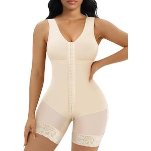 SHAPERX Shapewear for Women Tummy Control Post Surgery Full Body Shaper Butt Lifter with Zipper Crotch, XL