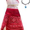 keaiyouhuo Princess Costume for Girls Adventure Outfit Ocean Princess Dress Up Halloween Costumes with Necklace