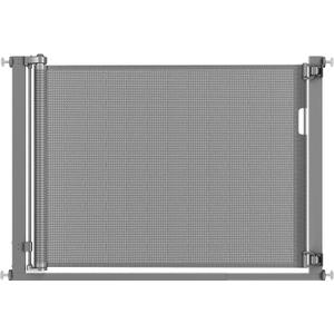 Malier Retractable Baby Gate, 36-60" No Drilling Pressure Mounted Mesh Baby Gate or Mesh Dog Gate for Indoor, Metal Frame Dog Gate Easy Walk Through Safety Gray Baby Gate for Stairs, Doorways